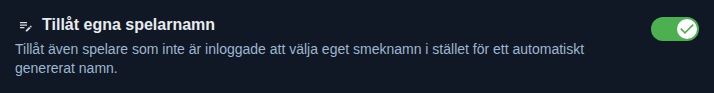 Inställning: egna smeknamn