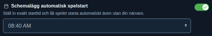 Inställning: fast starttid