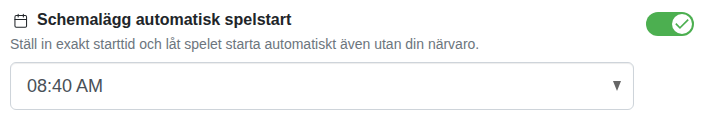 Inställning: fast starttid