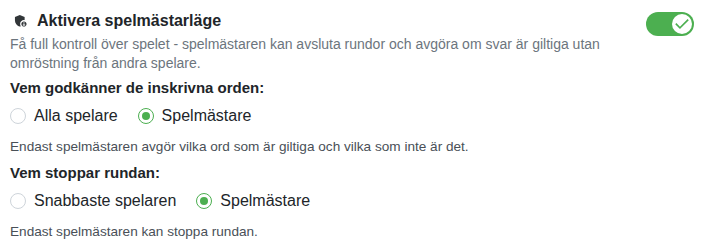 Inställning: värdläge