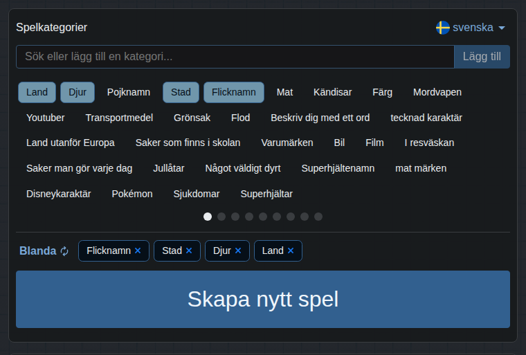 Val av kategorier
