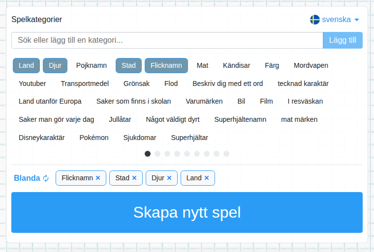 Val av kategorier